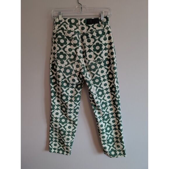 Pacsun Green & White Daisy High Waisted Straight Leg Jeans size 26 - Picture 7 of 8